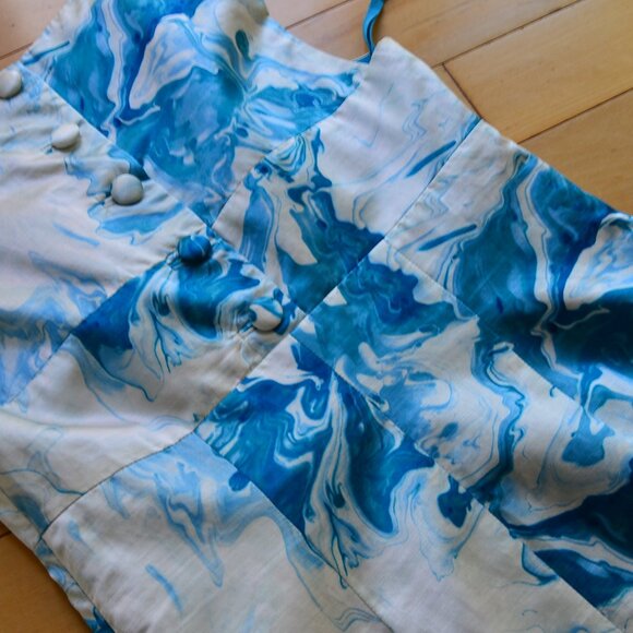 Anthropologie Maeve Marbled Waters Dress White Blue Size 4 - Picture 13 of 13